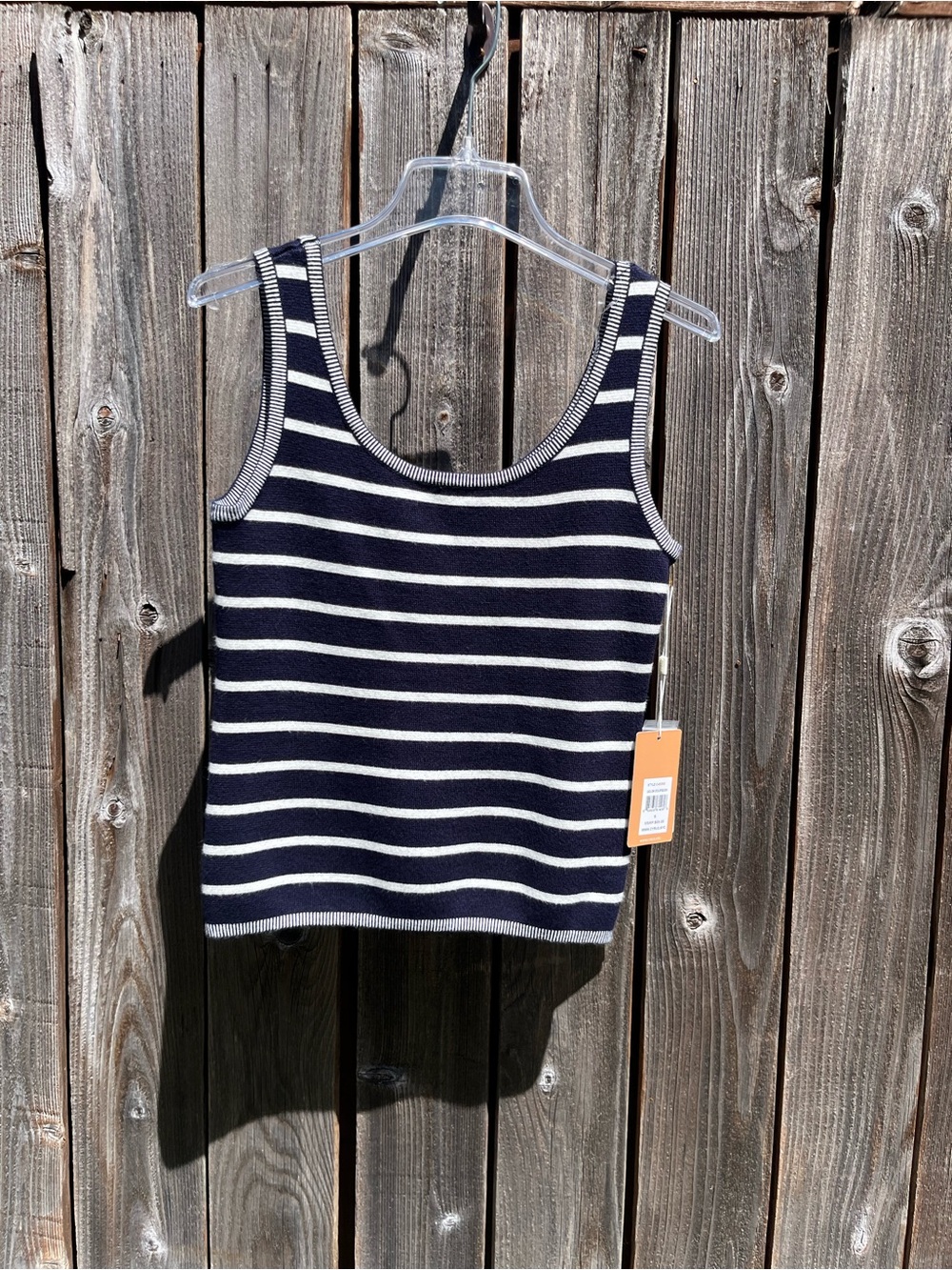 Cyrus navy blue and white striped sweater tank top size small